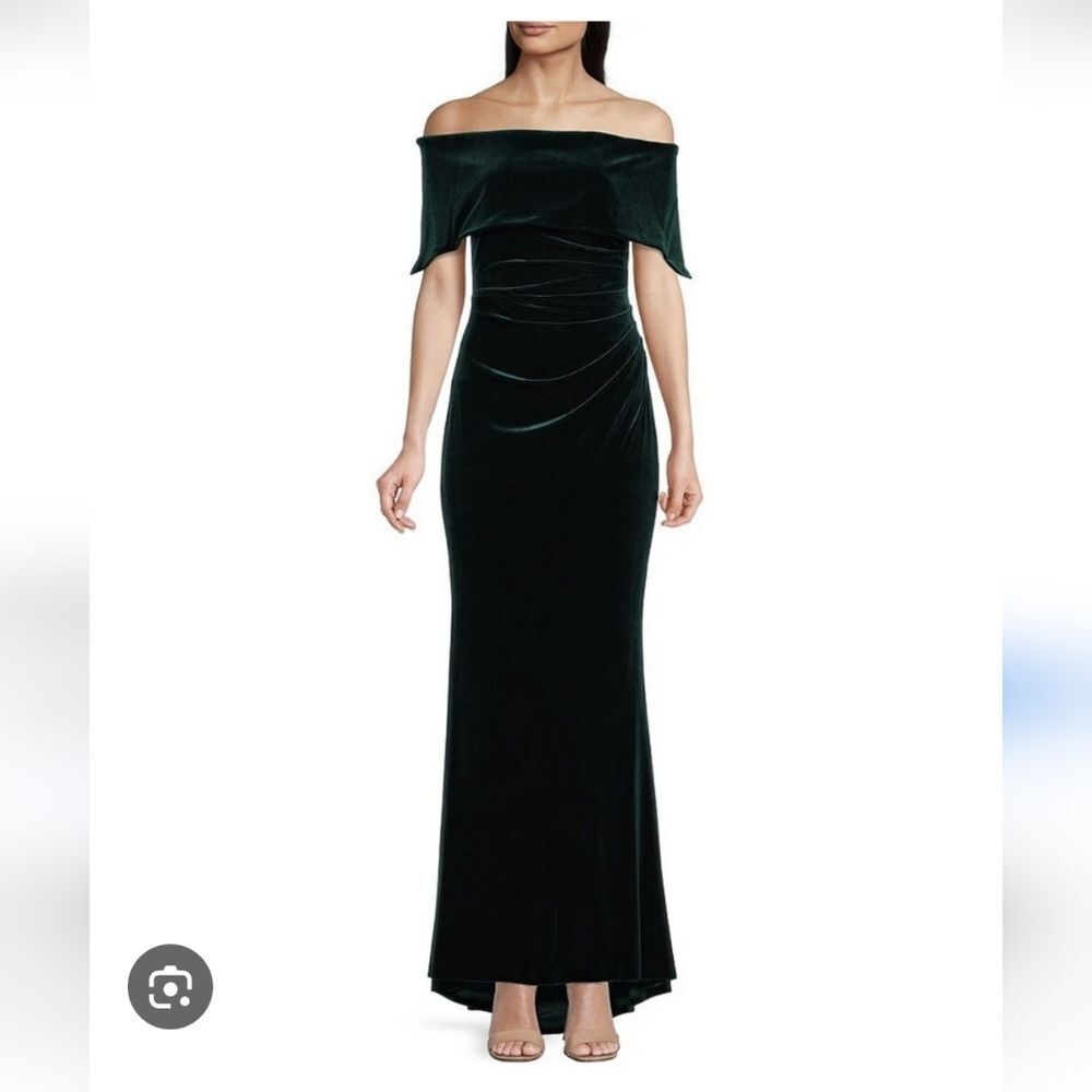 NWT Vince Camuto Off-Shoulder Blue Velvet Dress Size 4